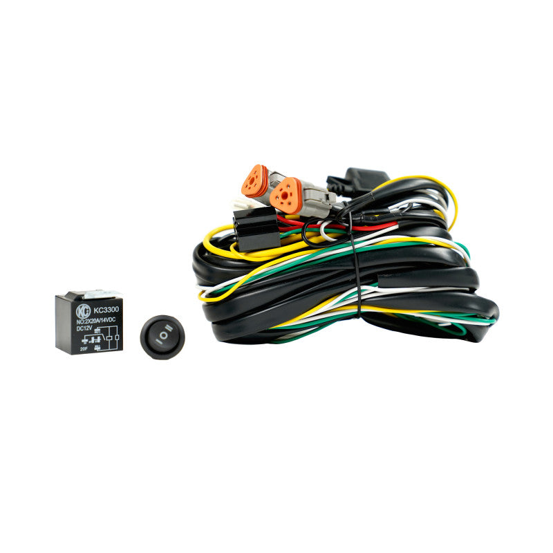 KC HiLiTES Wiring Harness FLEX ERA w/40 AMP Relay &amp; 3 Position LED Rocker Switch (3-Pin Deutsch Con)