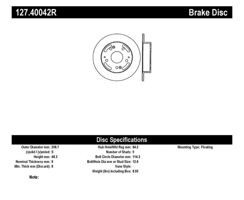 StopTech 02-06 Acura RSX Incl. Type S / 97-01 Integra Type R Slotted &amp; Drilled Right Rear Rotor