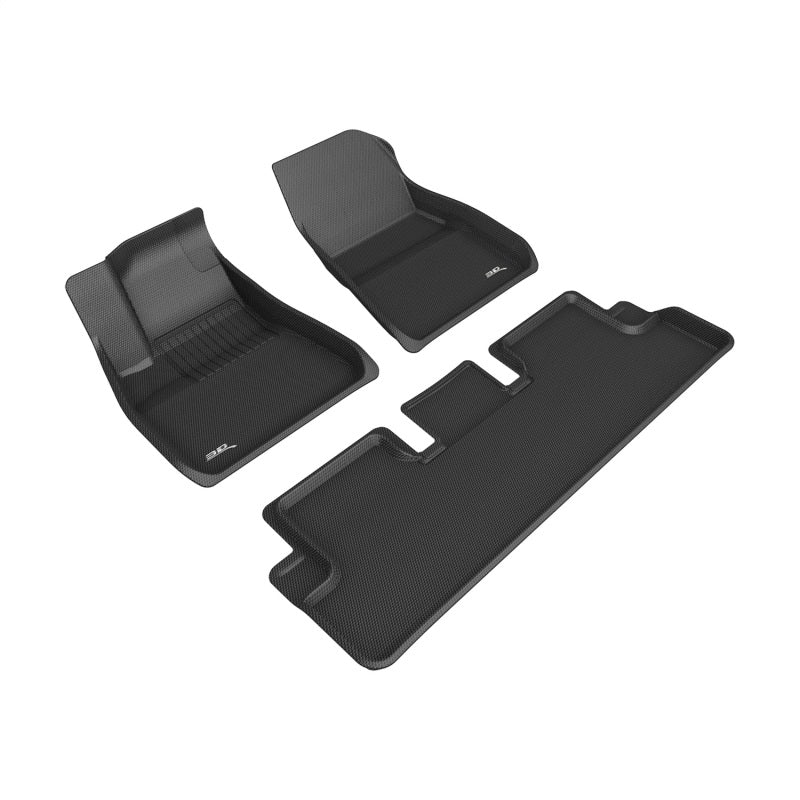 3D MAXpider 20-22 Tesla Model 3 Kagu 1st &amp; 2nd Row Floormats - Black