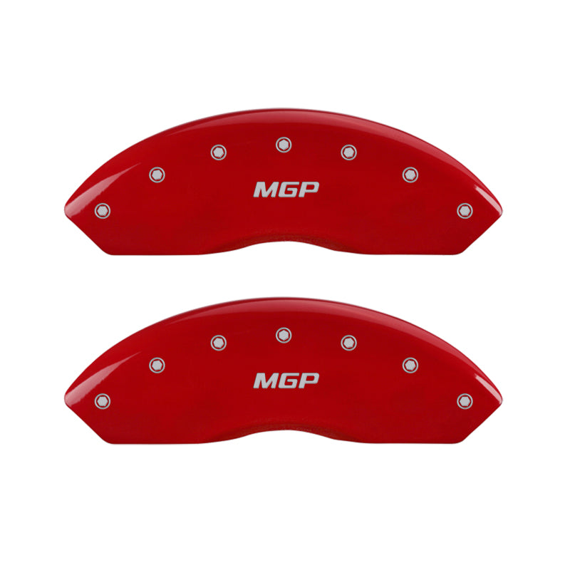 MGP 4 Caliper Covers Engraved Front &amp; Rear MGP Red Finish Silver Char 2017 Toyota Corolla iM