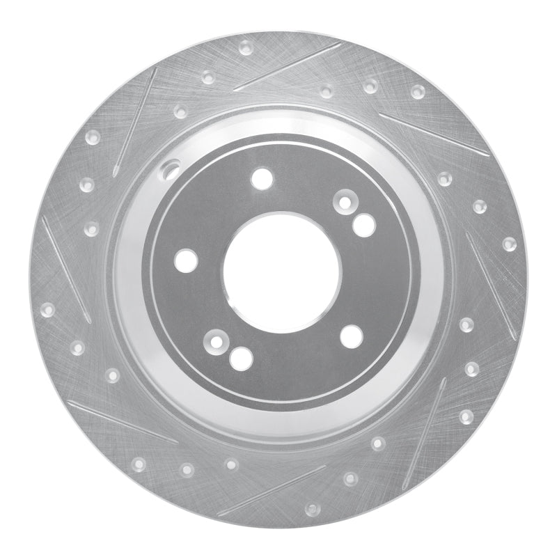 R1 18-23 Genesis G70 Rear Left Drilled &amp; Slotted Silver Brake Rotor