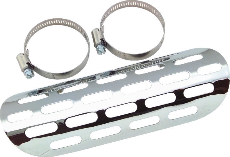 Bikers Choice Chrome Perforated Heat Shield Fits 1 3/4 &amp; 2 Inch Pipe Custom