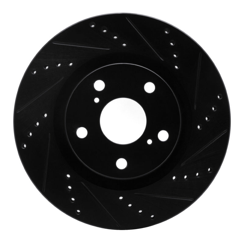 R1 22-23 Genesis G70 Front Right Drilled &amp; Slotted Black Brake Rotor