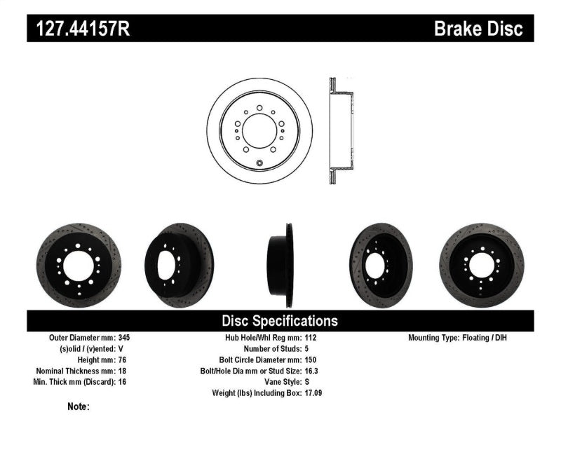 StopTech Slotted &amp; Drilled Sport Brake Rotor