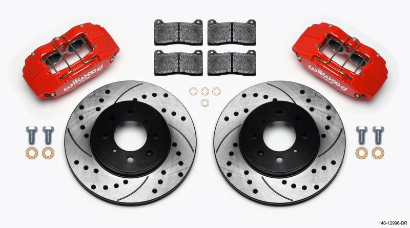 Wilwood DPHA Front Caliper &amp; Rotor Kit Drill Red Honda / Acura w/ 262mm OE Rotor