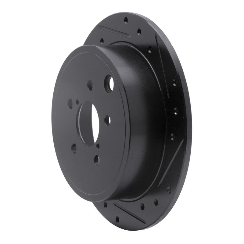 R1 08-15 Subaru Outback Rear Right Drilled & Slotted Black Brake Rotor