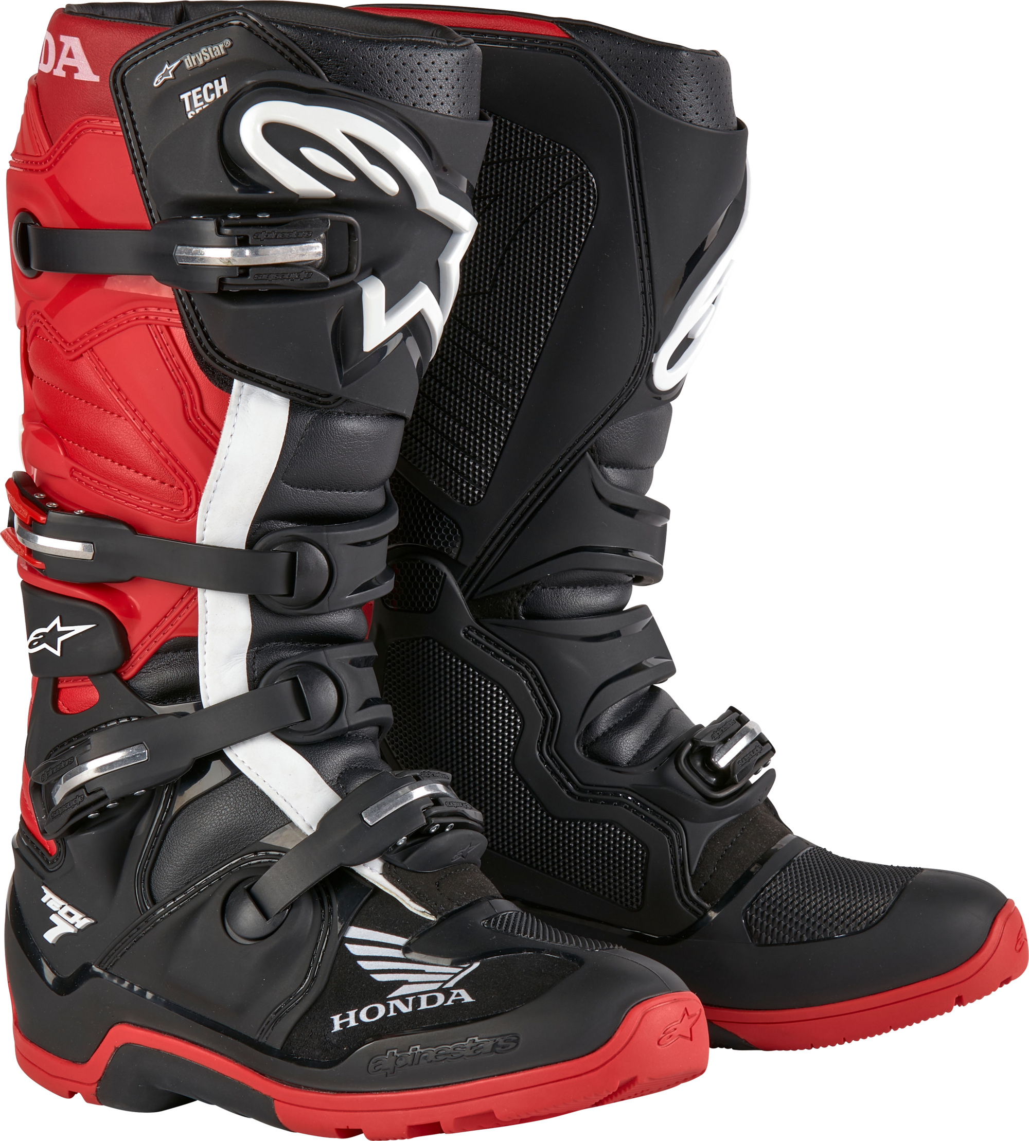 Honda Tech 7 Enduro Drystar Black/Bright Red Sz 16