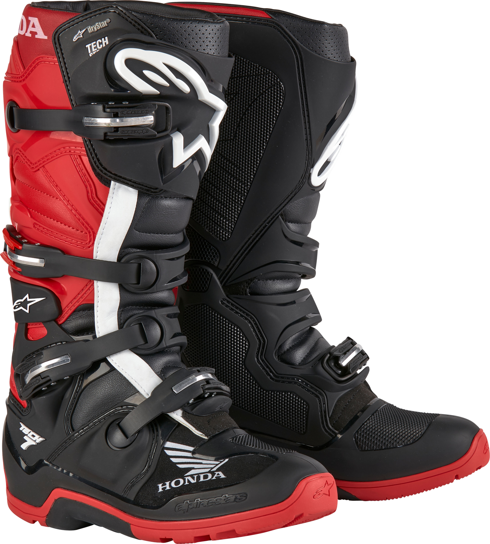 Honda Tech 7 Enduro Drystar Black/Bright Red Sz 15