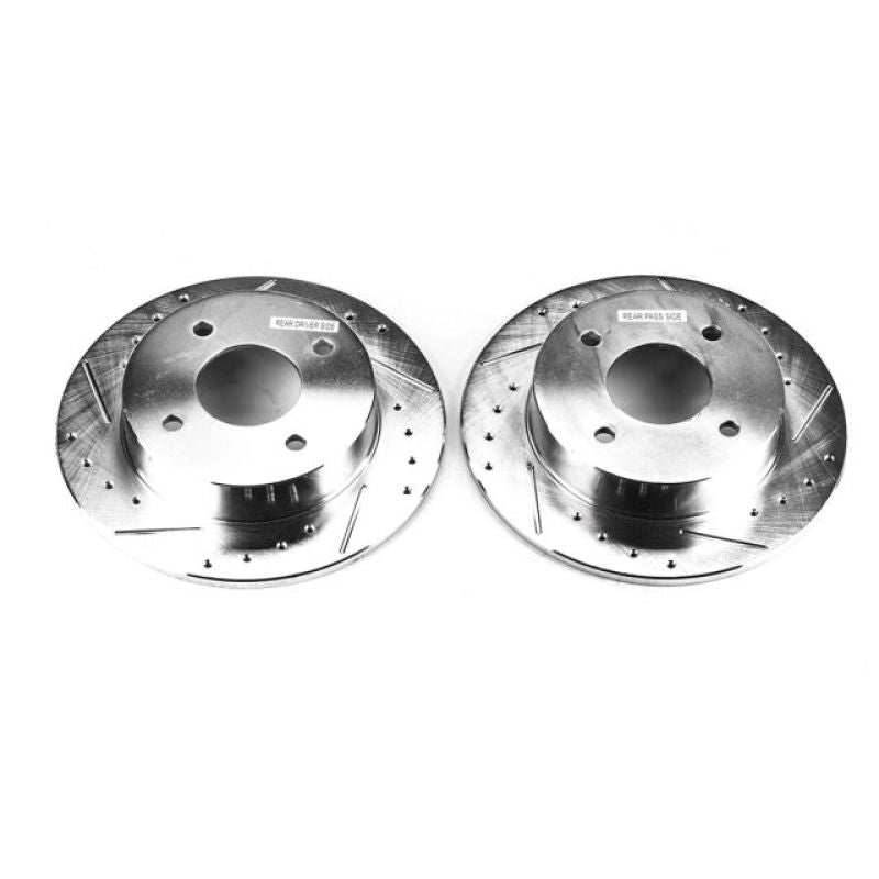 Power Stop 89-98 Nissan 240SX Rear Evolution Drilled &amp; Slotted Rotors - Pair