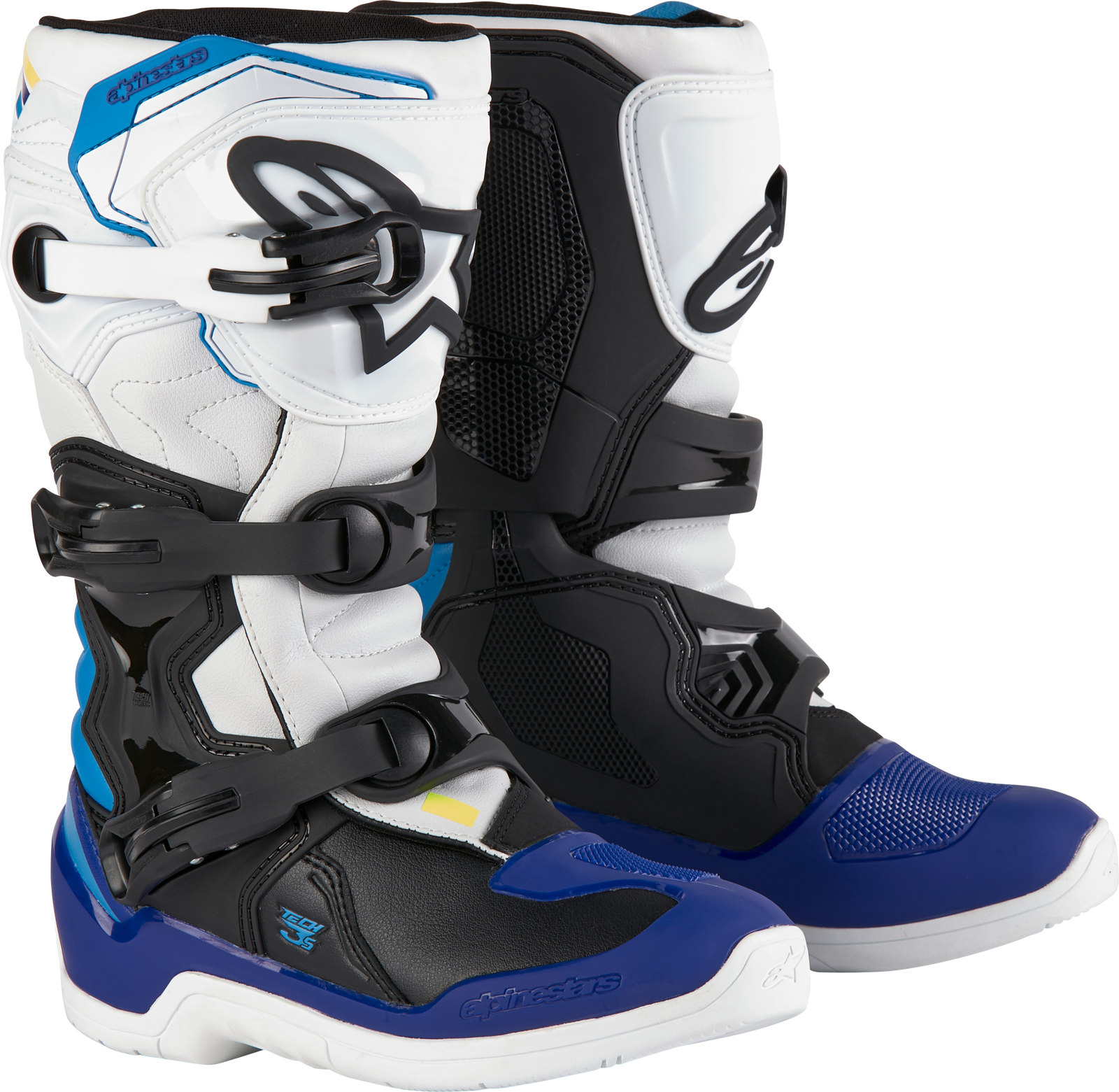 Tech 3s Youth Boots Wht/Blk/Enamel Blue Sz 6