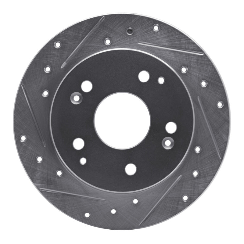 R1 97-01 Acura Integra Rear Left Drilled &amp; Slotted Silver Brake Rotor