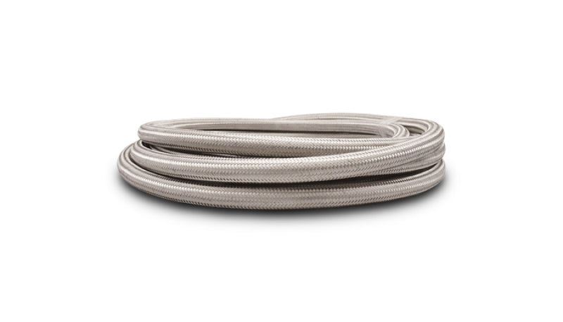 Vibrant SS Braided Flex Hose with PTFE Liner -6 AN (5 Foot Roll)