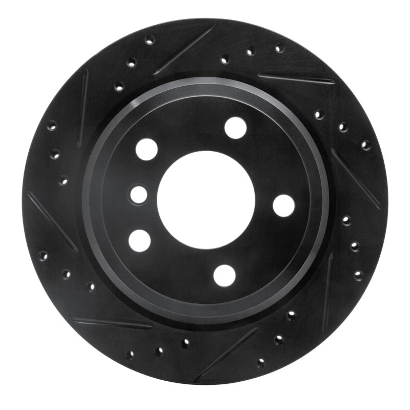 R1 06-20 BMW 328I Rear Left Drilled &amp; Slotted Black Brake Rotor
