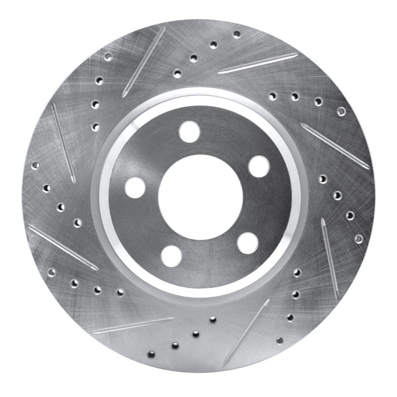 R1 09-23 Dodge Challenger Front Left Drilled &amp; Slotted Silver Brake Rotor
