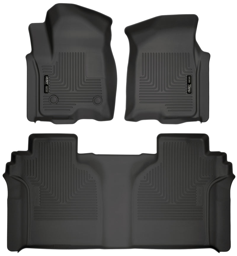 Husky Liners 19-23 Chevrolet Silverado 1500 Crew Cab WeatherBeater Blk Front &amp; 2nd Seat Floor Liners