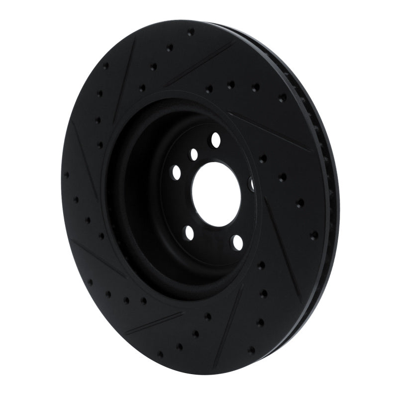 R1 16-25 BMW 330e Rear Right Drilled & Slotted Black Brake Rotor