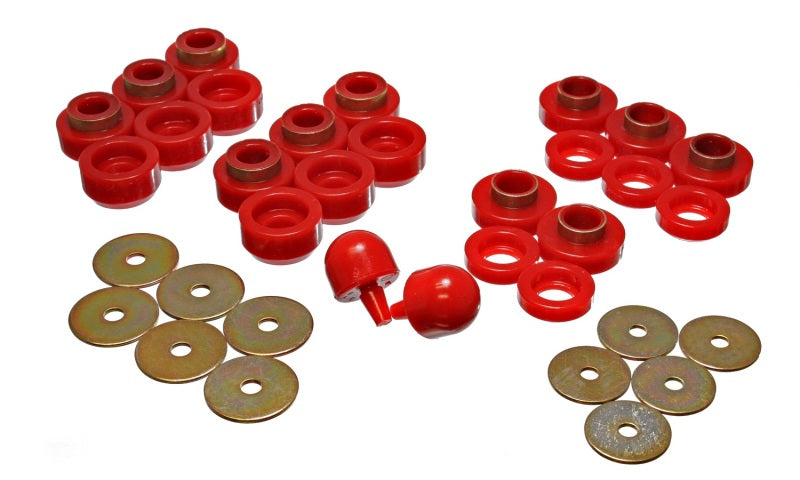 Energy Suspension 97-06 Jeep Wrangler YJ &amp; TJ Red Body(cab) Mount Set