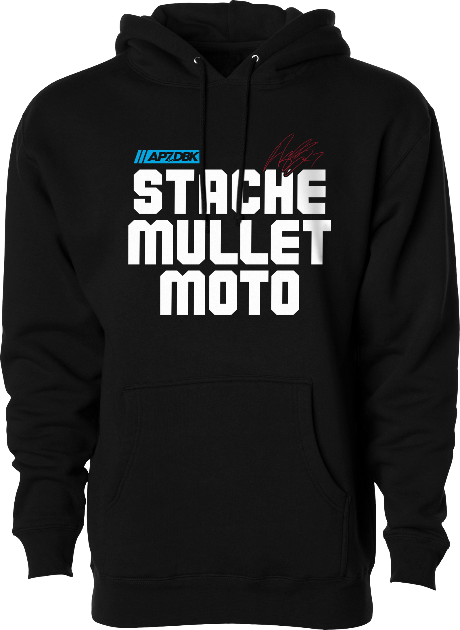 Stache Mullet Moto Hoodie Black Sm