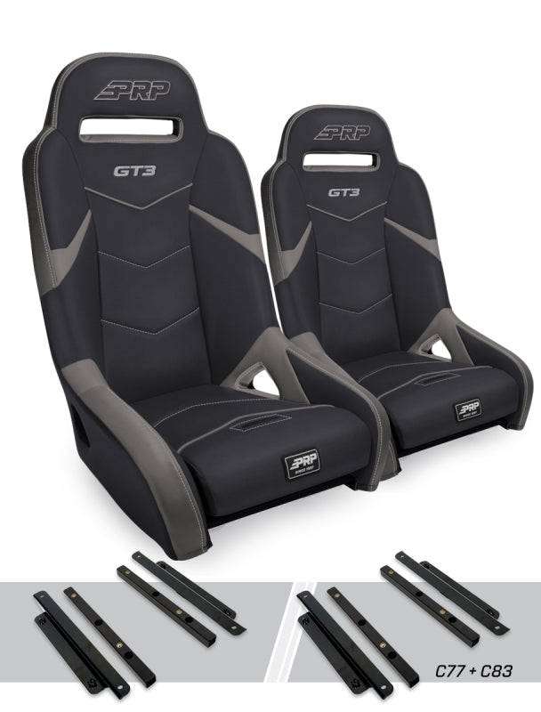 PRP Polaris General GT3 Suspension Seats Kit (Pair) - Black &amp; Gray