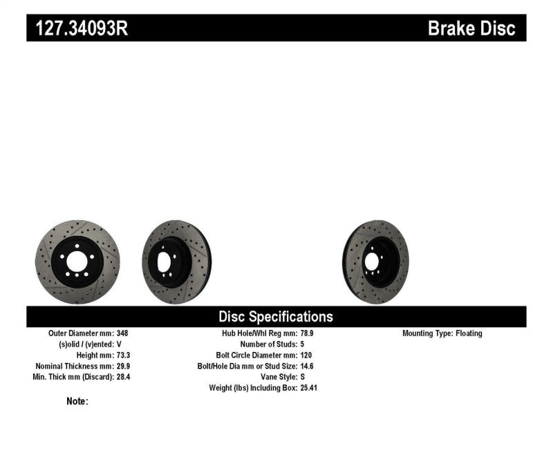 StopTech 07-09 BMW 335 (E90/E92/E93) Slotted &amp; Drilled Right Front Rotor