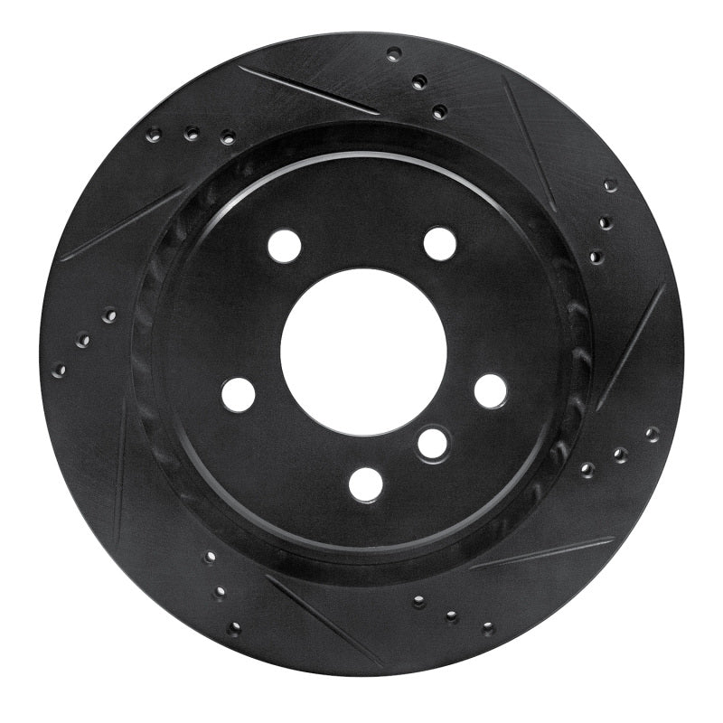R1 95-99 BMW M3 E36 Left Rear Drilled &amp; Slotted Black Brake Rotor