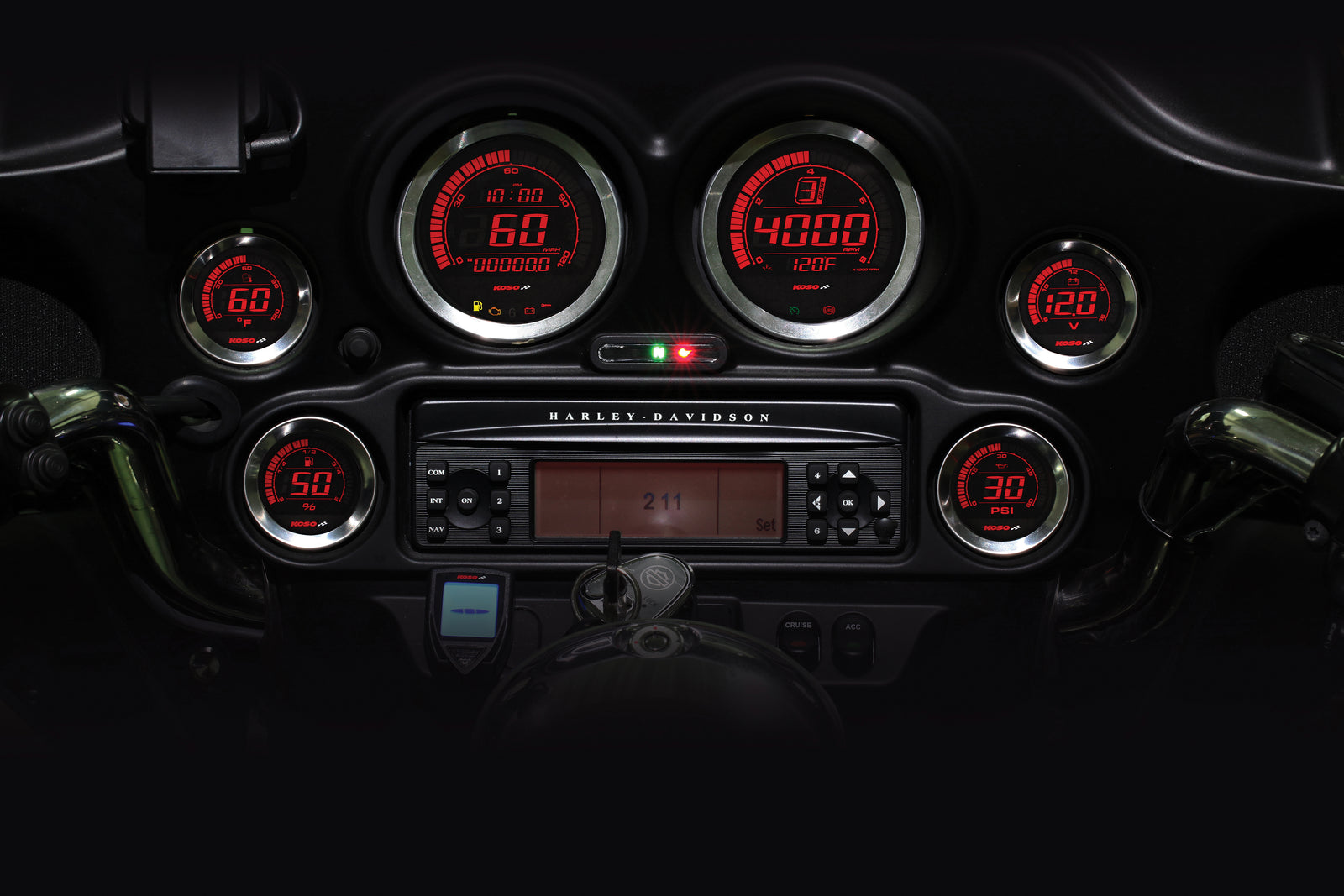 Hd 02 Series Gauge Kit Silver Bezel Oil Temp