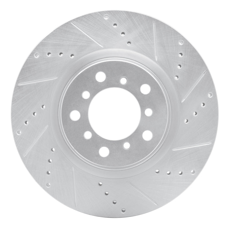 R1 01-06 BMW M3 Left Front Drilled &amp; Slotted Silver Brake Rotor