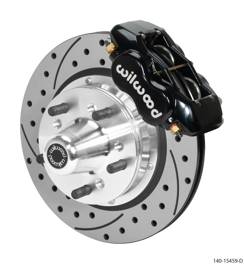 Wilwood Forged Dynalite Pro Front Kit 11.00in Rotor 5x4.00in BC 65-72 SRP Drilled &amp; Slotted - Black