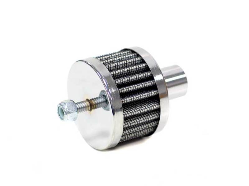 K&amp;N Steel Base Chrome Top Crankcase Vent Filter 3/4in OD Vent / 2in OD / 1-1/2in H Stud Mount