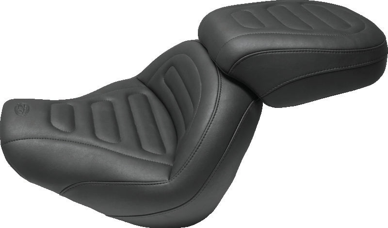 Mustang 18-21 Harley Fat Bob Standard Touring Solo Seat Trapezoid- Black