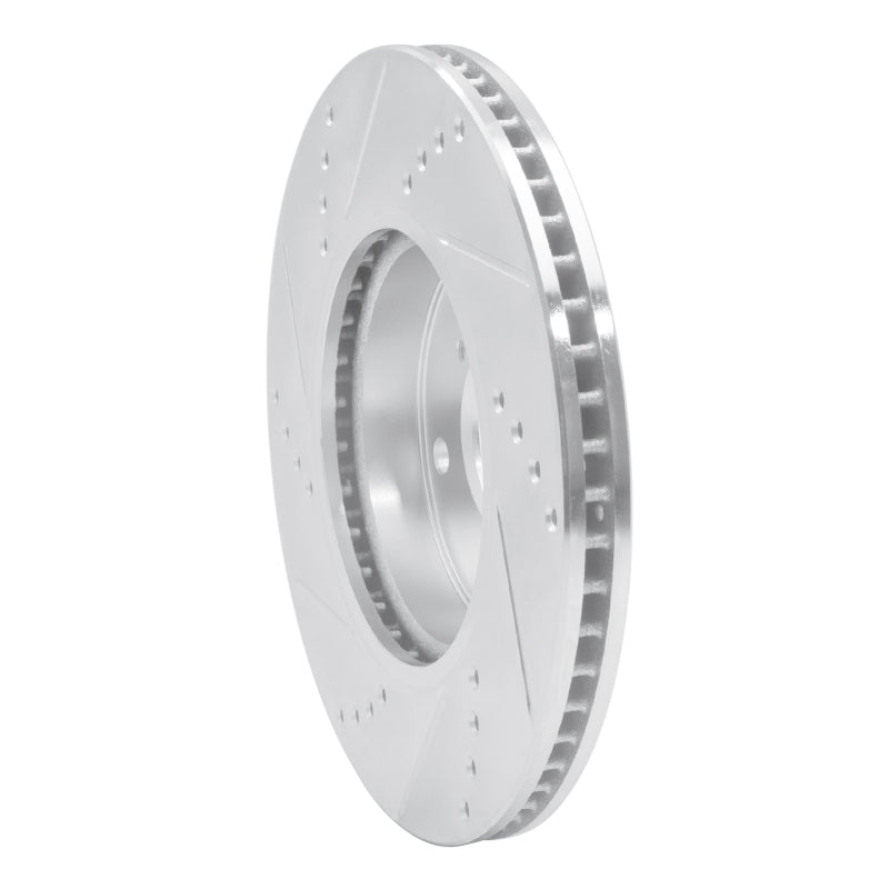 R1 16-25 Honda Civic Hatchback Front Right Drilled & Slotted Silver Brake Rotor