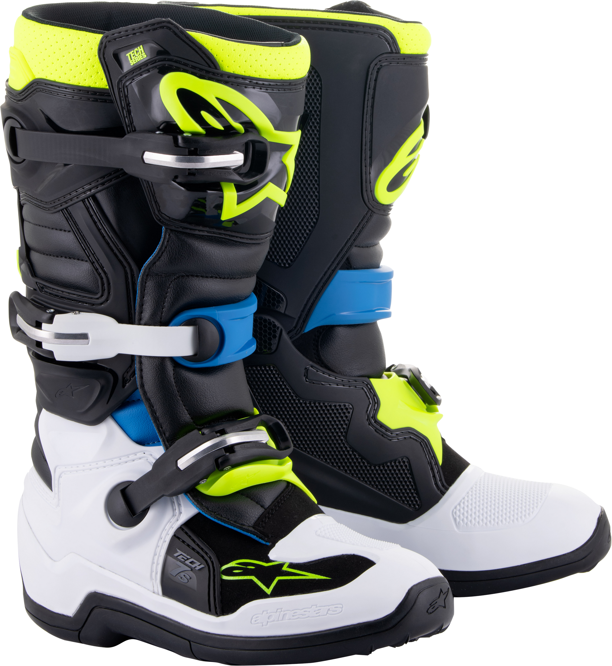 Tech 7s Boots Blk/Enamel Blu/Fluo Yel Sz 6