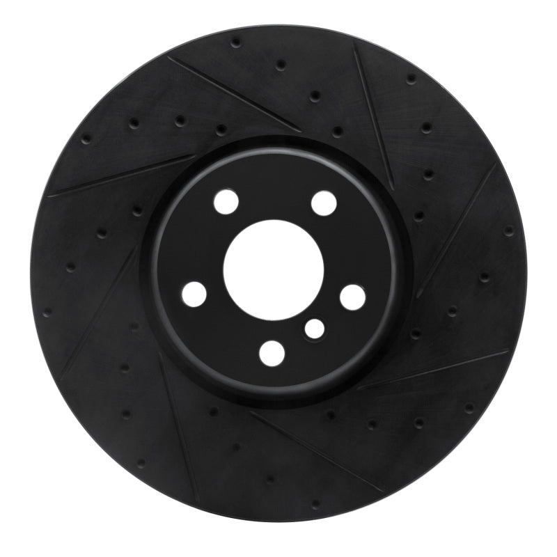 R1 16-25 BMW 230I xDrive Right Front Drilled &amp; Slotted Black Brake Rotor