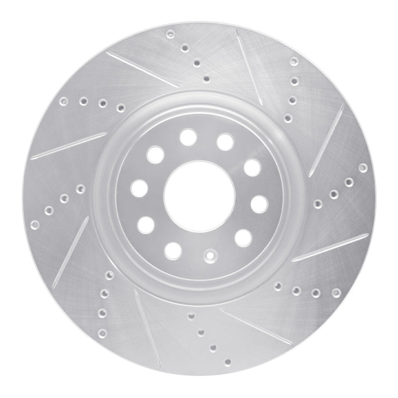 R1 2012-2025 Audi TTS Quattro Front Right Drilled &amp; Slotted Silver Brake Rotor