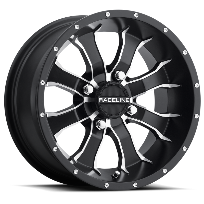 Raceline A77 Mamba 15x7in / 4x137 BP / 10mm Offset / 110.2mm Bore - Black &amp; Machined Wheel