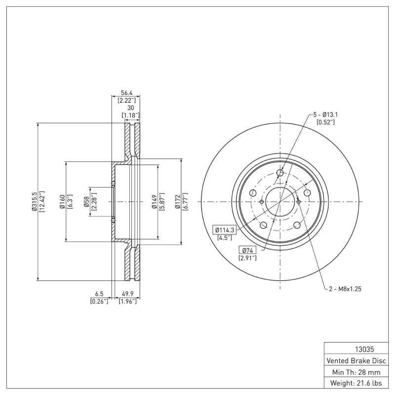 DFC 15-21 Subaru WRX Front Brake Rotor