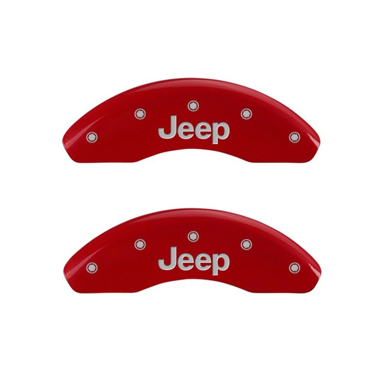 MGP 4 Caliper Covers Engraved Front &amp; Rear JEEP Red finish silver ch