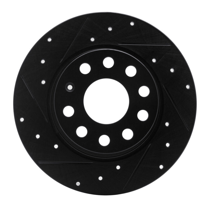 R1 05-25 Audi A3 (Mexico) Rear Left Drilled &amp; Slotted Black Brake Rotor