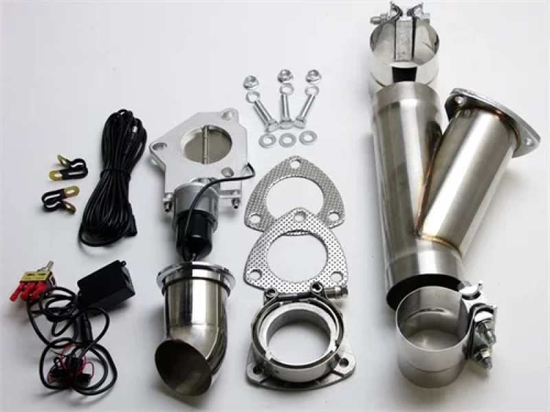 Granatelli 2.25in Aluminized Mild Steel Electronic Exhaust Cutout w/Slip Fit &amp; Band Clamps