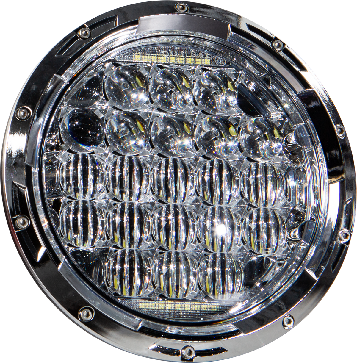 Led Headlight 7&quot; 90w Chrome 3500/2400 Lumens