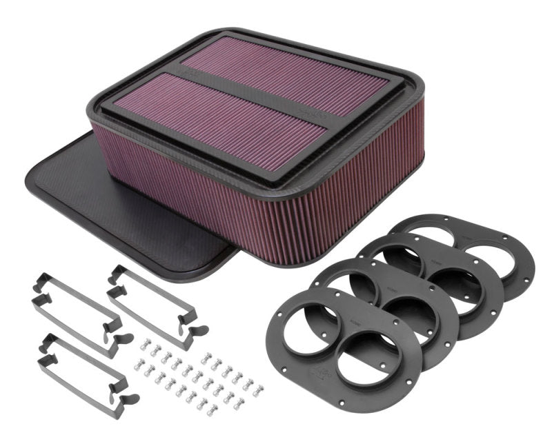 K&amp;N Custom Racing Air Filter - Rectangular Carbon Fiber 4in Air Box w/ 2.75in Air Horn