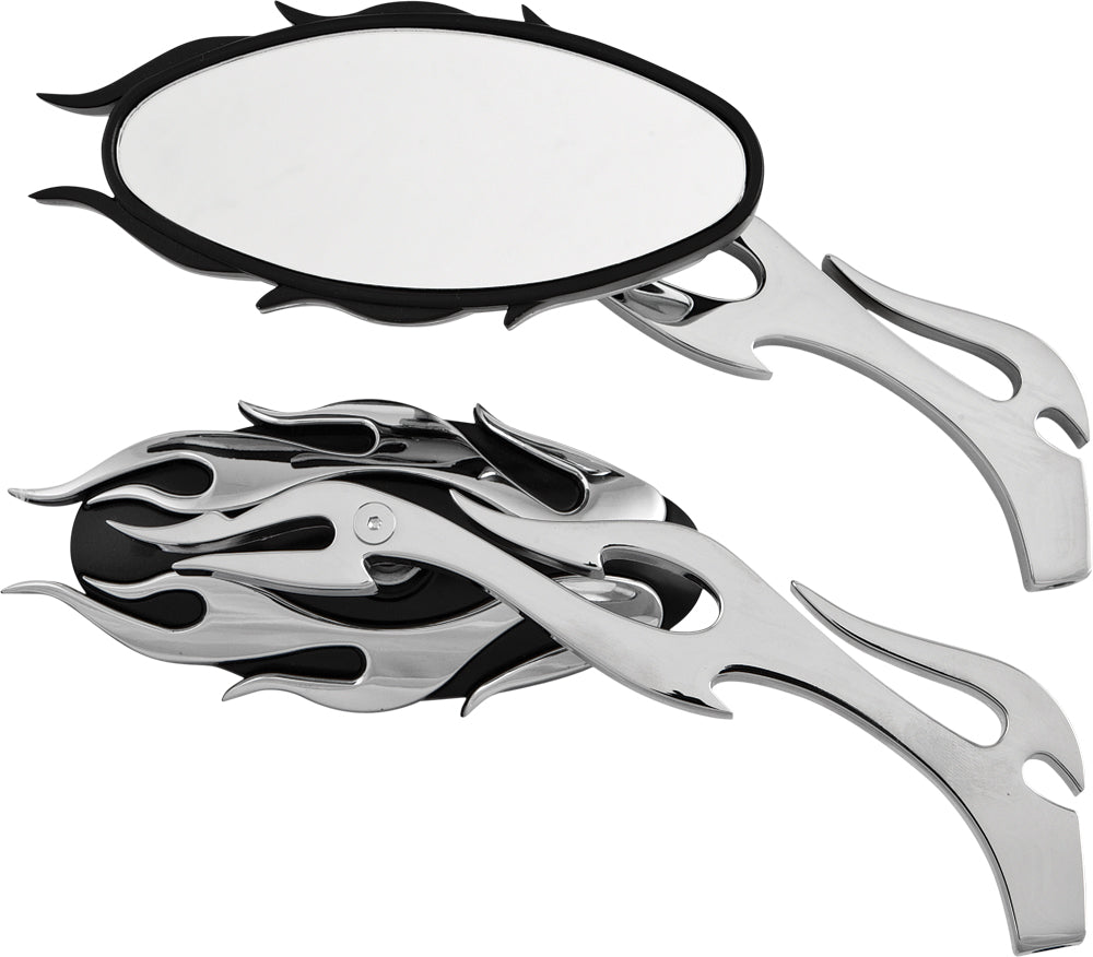 Mirrors Flame W/Flame Stem Black/Chrome