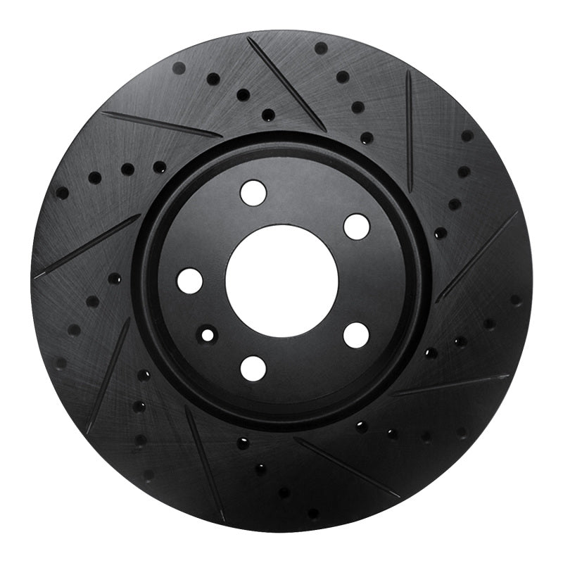 R1 2011-2017 Audi A4 (USA/Canada) Front Right Drilled &amp; Slotted Black Brake Rotor