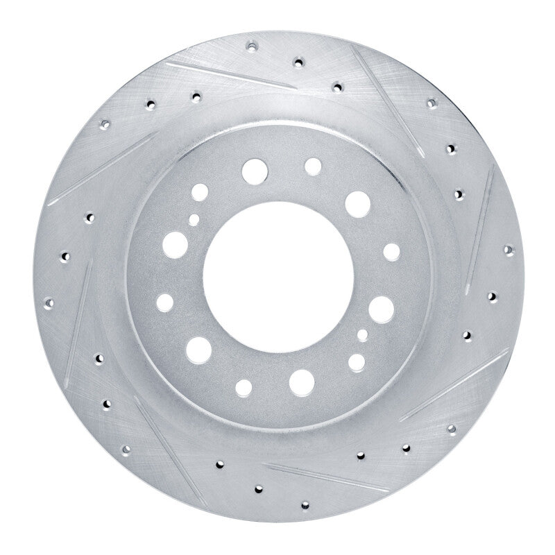 R1 2022-2025 Lexus GX550 Rear Right Drilled &amp; Slotted Silver Brake Rotor