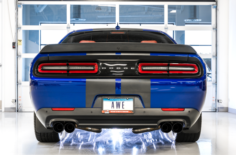 AWE Tuning 2015+ Dodge Challenger 6.4L/6.2L Non-Resonated Touring Edition Exhaust - Quad Black Tips