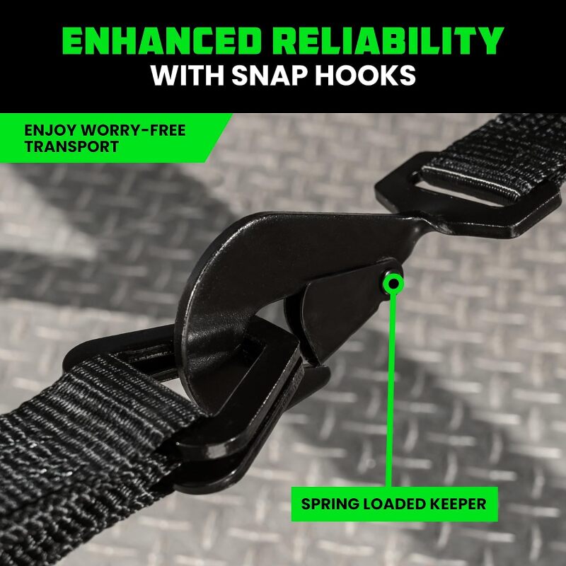 Rhino USA Heavy Duty Vehicle Tie Down Kit (Snap Hook)