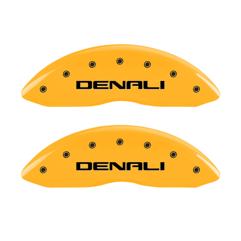 MGP 4 Caliper Covers Engraved Front &amp; Rear Denali Yellow finish black ch