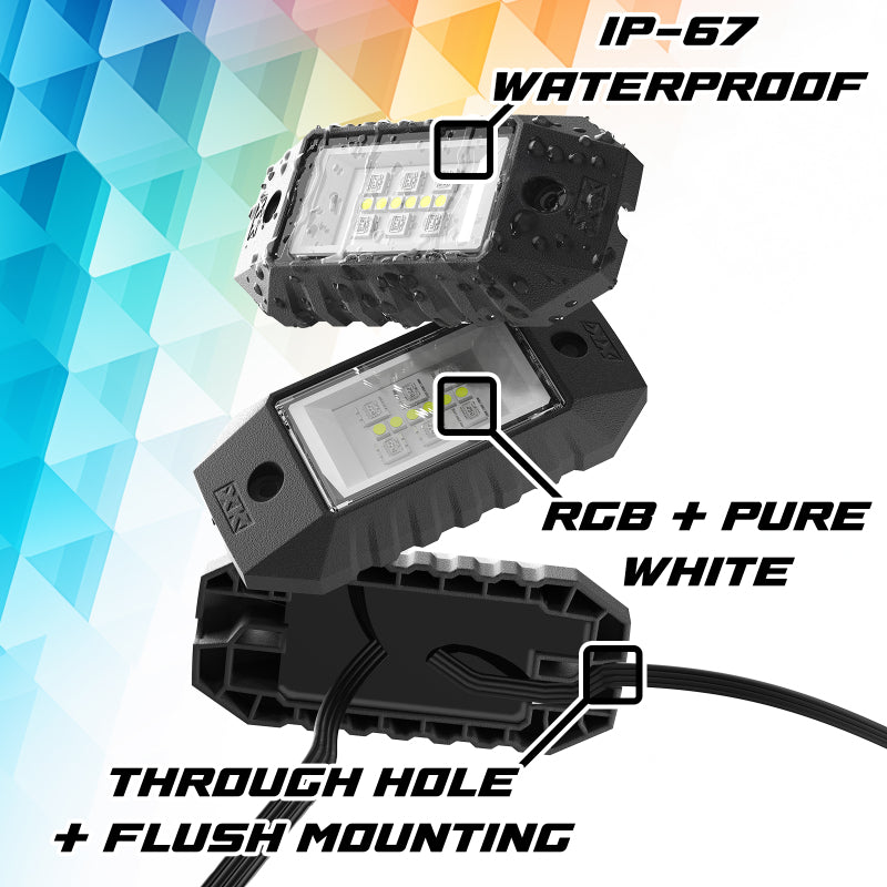 XK Glow RGBW 12pc Addressable LED Rock Light Kit