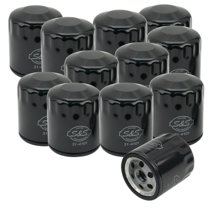 S&amp;S Cycle Sportster/Evolution Models Black Oil Filters - 12 Pack