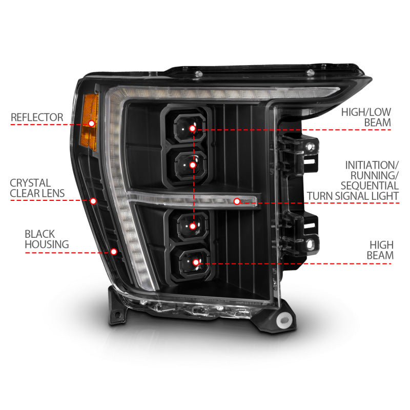 ANZO 21-23 Ford F-150 (w/Factory Halogen) Z-Series Full LED Proj Headlights - Pass. Side ONLY
